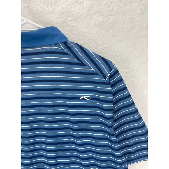 KJUS Performance Polo Shirt Men’s Size L 52 Blue Striped Stretch Golf Comfort - Picture 10 of 10